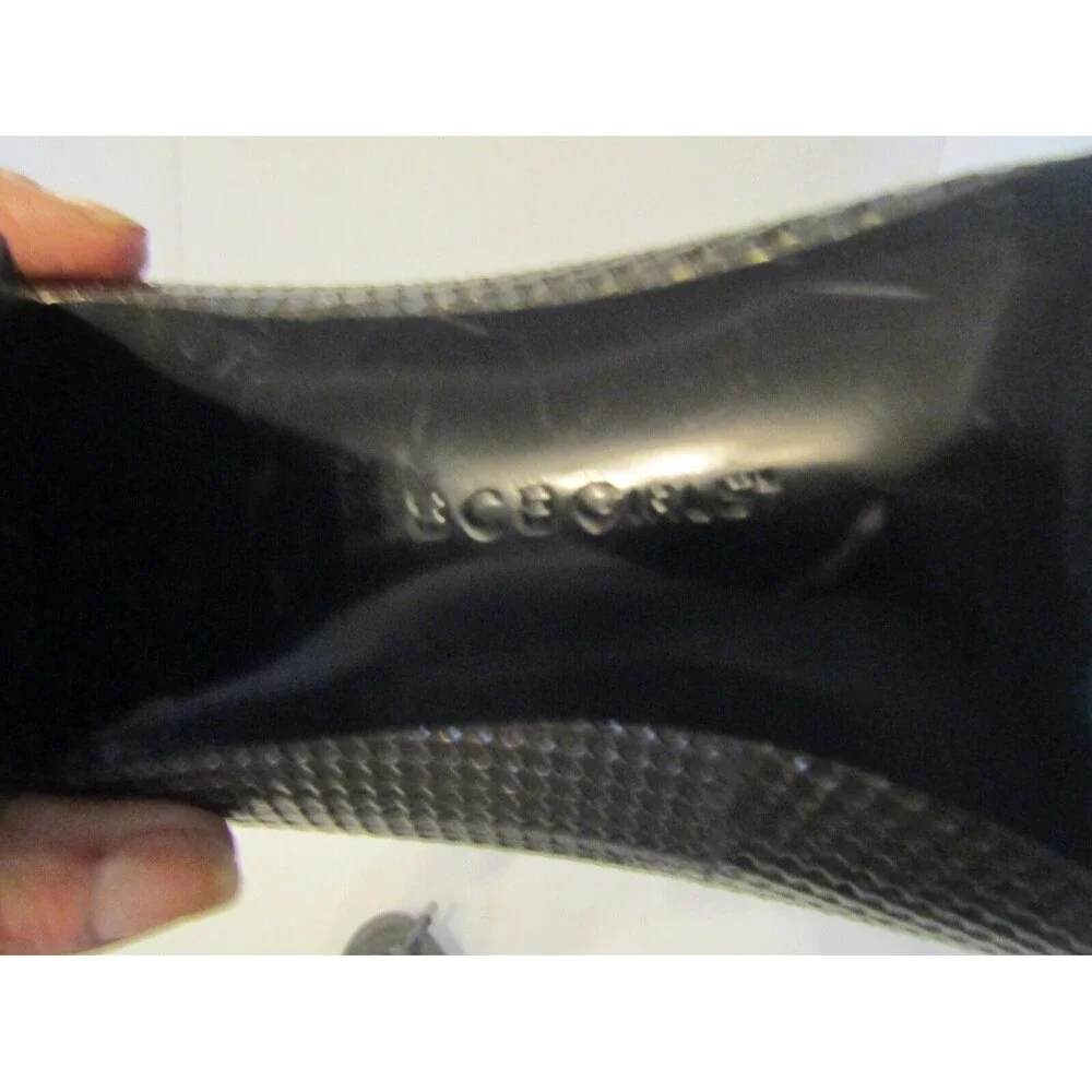BCBGirls Heels Metallic Gunmetal Gray Block Leather Textured Shoes Size 9B